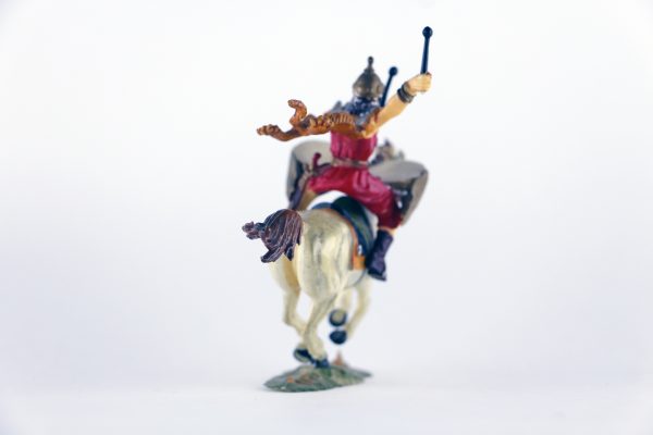 Figurine Elastolin Cavalier Hun Barbare Guerrier Lance Plastique