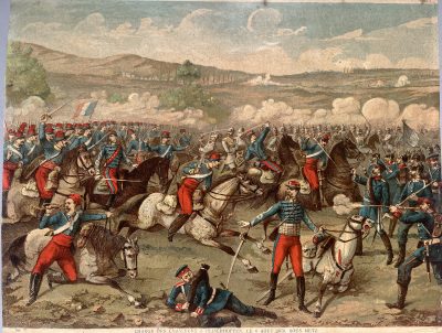 Gravure Chromolithographie XIX - Bataille - Guerre 1870 - Uniforme - Imagerie Populaire - Reichshoffen - Second Empire - Napoleon III