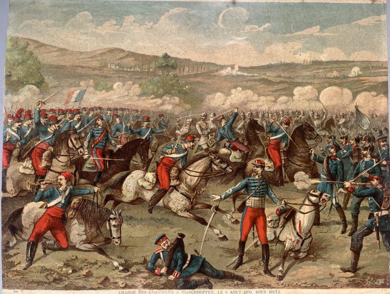 Gravure Chromolithographie XIX - Bataille - Guerre 1870 - Uniforme - Imagerie Populaire - Reichshoffen - Second Empire - Napoleon III