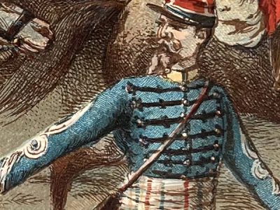 Gravure Chromolithographie XIX - Bataille - Guerre 1870 - Uniforme - Imagerie Populaire - Reichshoffen - Second Empire - Napoleon III