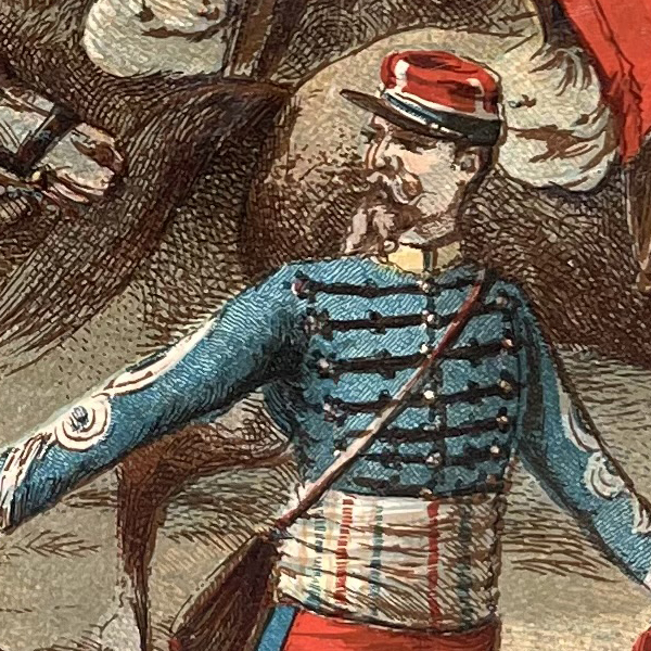Gravure Chromolithographie XIX - Bataille - Guerre 1870 - Uniforme - Imagerie Populaire - Reichshoffen - Second Empire - Napoleon III