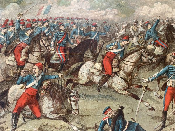 Gravure Chromolithographie XIX - Bataille - Guerre 1870 - Uniforme - Imagerie Populaire - Reichshoffen - Second Empire - Napoleon III