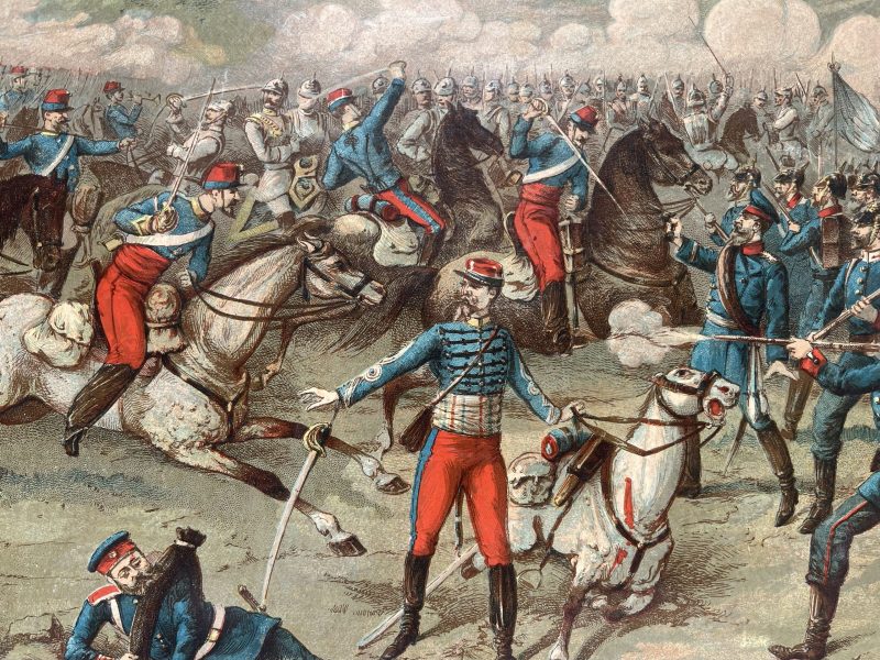 Gravure Chromolithographie XIX - Bataille - Guerre 1870 - Uniforme - Imagerie Populaire - Reichshoffen - Second Empire - Napoleon III