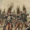 Dessin original rehaussé - Louis Emile BENASSIT - Campement 1871 - Guerre de 1870 - Aux fagots de bois