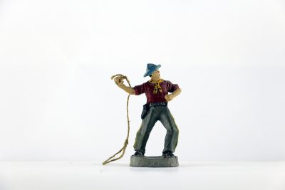 Figurine En Composition Cowboy Lassos Western Etats Unis Plaine