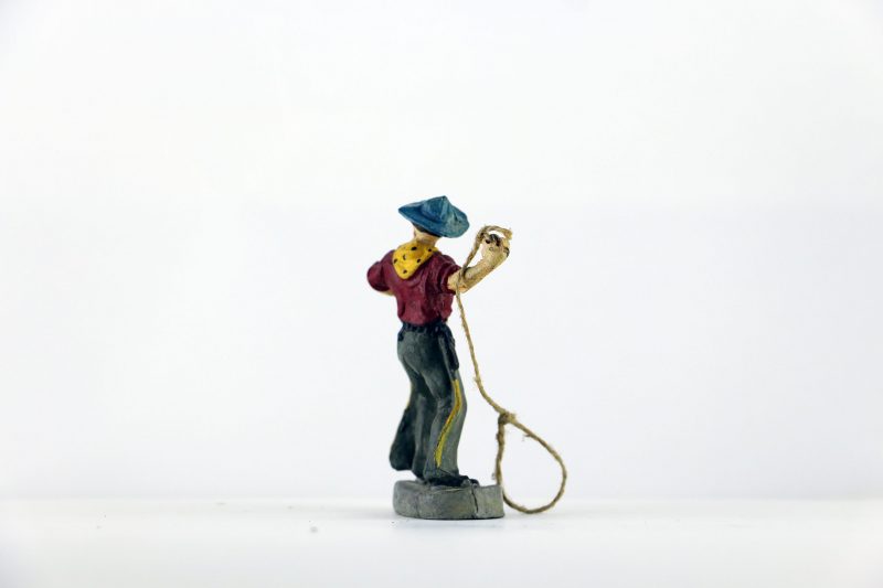 Figurine En Composition Cowboy Lassos Western Etats Unis Plaine