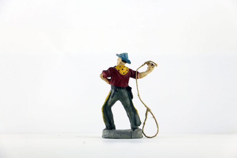 Figurine En Composition Cowboy Lassos Western Etats Unis Plaine