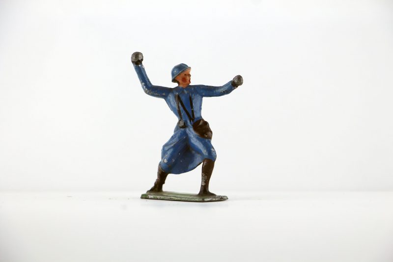 Figurine Plomb Creux France Poilu Grenade Guerre 14/18 Uniforme Tranchée Front