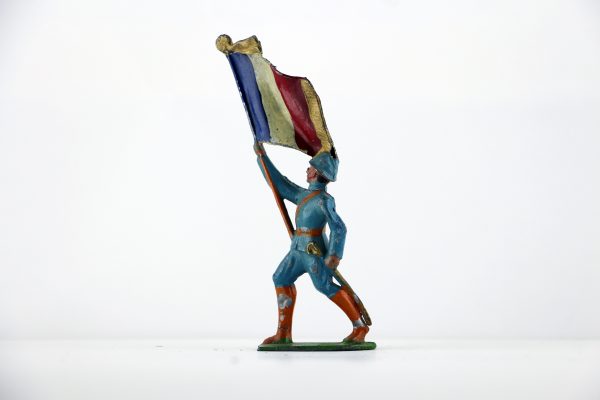 Figurine Plomb Creux France Poilu Drapeau Français Guerre 14/18 Uniforme Tranchée Front