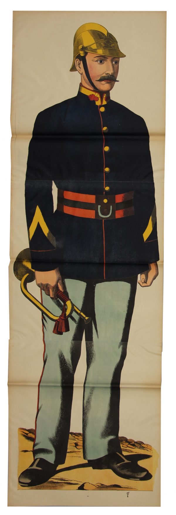 Grande planche dépliante Wissembourg Pompier - 1898 - Uniforme - Sapeur Pompier