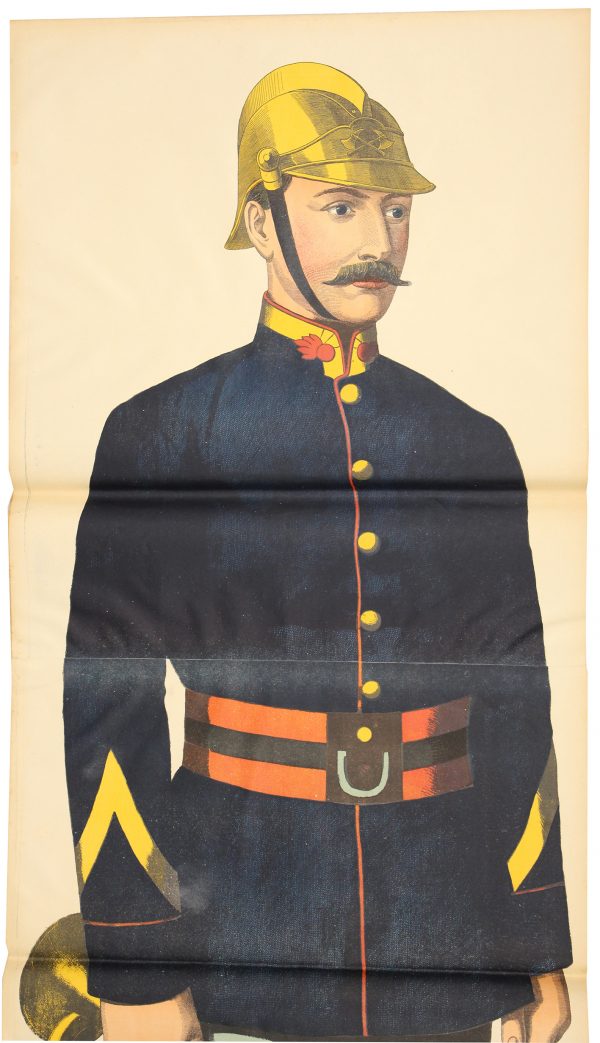 Grande planche dépliante Wissembourg Pompier - 1898 - Uniforme - Sapeur Pompier