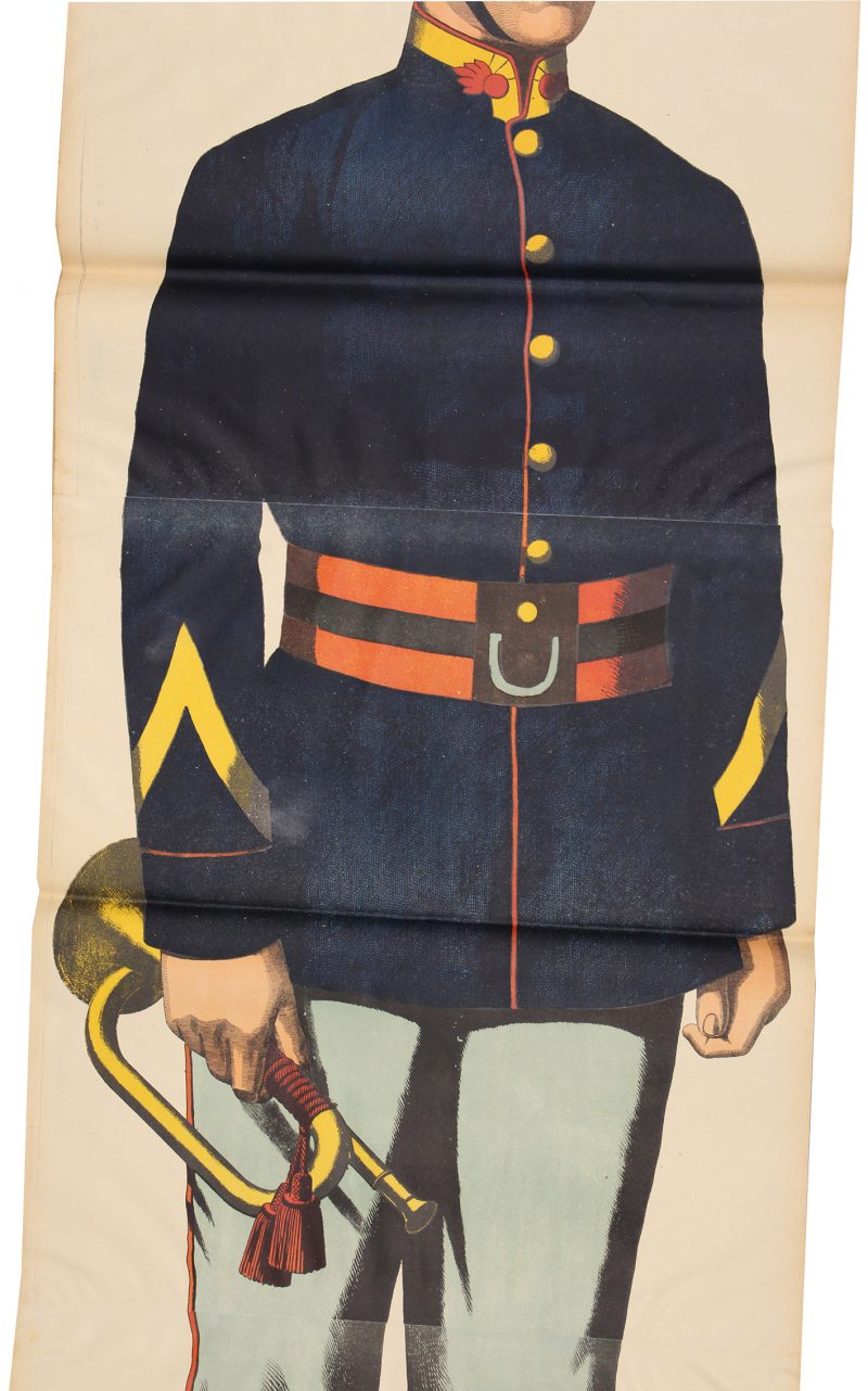 Grande planche dépliante Wissembourg Pompier - 1898 - Uniforme - Sapeur Pompier