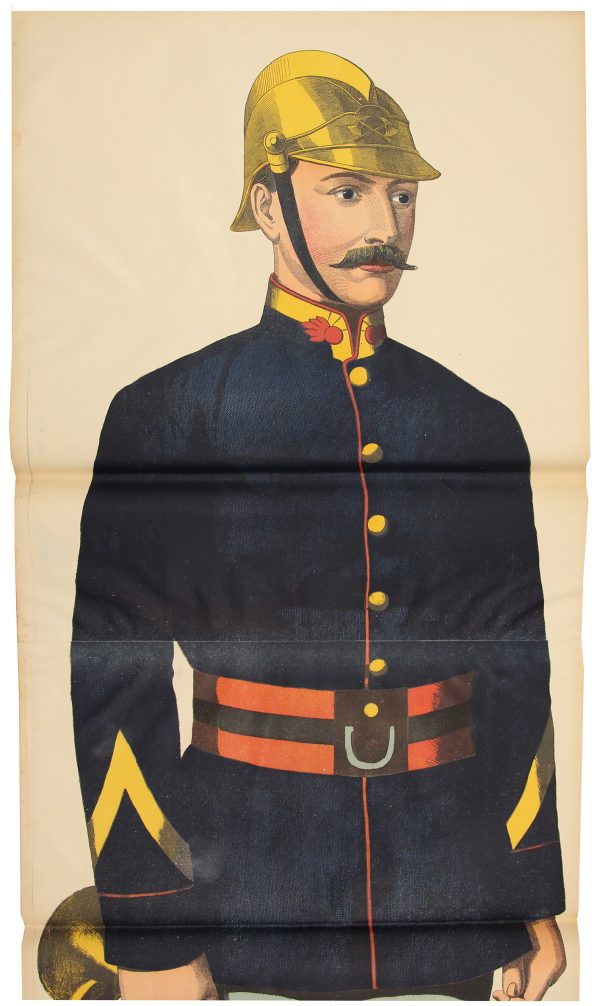Grande planche dépliante Wissembourg Pompier - 1898 - Uniforme - Sapeur Pompier