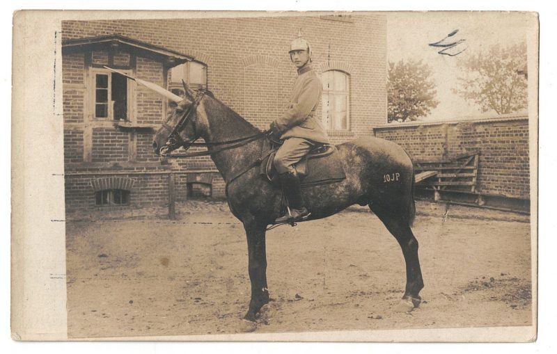 Photo Carte Postale - Soldats Allemands - Uniforme - Casque à Pointe - Chasseur à Cheval - Jäger zu Pferde - Lance - 1915