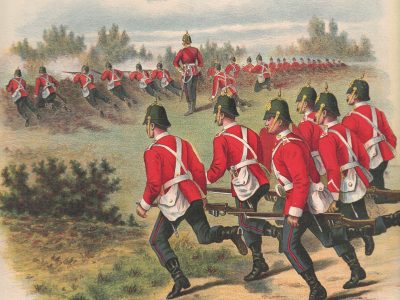 Gravure Chromolithographie XIX - Uniforme 1893 - Angleterre - Richard Simkin - Armée Anglaise - The Duke of Cornwall's Light Infantry Régiment - 32th and 46th - Campagne Militaire