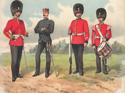 Gravure Chromolithographie XIX - Uniforme 1893 - Angleterre - Richard Simkin - Armée Anglaise - The Royal Inniskilling Fusiliers Régiment - 27th and 108th - Campagne Militaire
