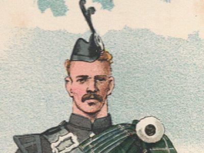 Gravure Chromolithographie XIX - Uniforme 1893 - Angleterre - Richard Simkin - Armée Anglaise - The Cameronians Scottish Rifles Régiment - 26th and 90th - Campagne Militaire