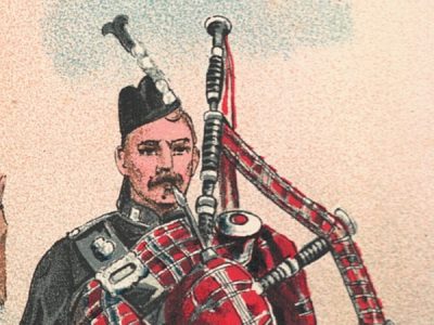 Gravure Chromolithographie XIX - Uniforme 1893 - Angleterre - Richard Simkin - Armée Anglaise - The King's Own Scottish Borderers - 25th - Campagne Militaire