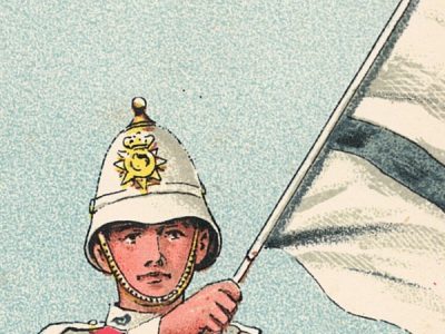 Gravure Chromolithographie XIX - Uniforme 1893 - Angleterre - Richard Simkin - Armée Anglaise - The South Wales Borderers - 24th - Campagne Militaire