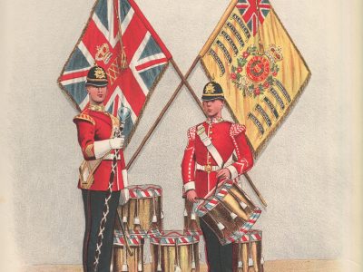 Gravure Chromolithographie XIX - Uniforme 1893 - Angleterre - Richard Simkin - Armée Anglaise - The Border Régiment - 34th and 55th - Campagne Militaire