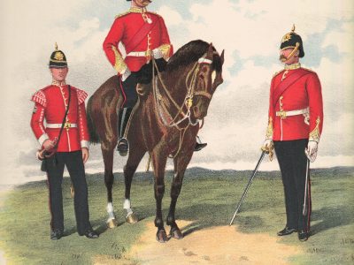 Gravure Chromolithographie XIX - Uniforme 1893 - Angleterre - Richard Simkin - Armée Anglaise - The Duke of Wellington's Régiment - 33th and 76th - Campagne Militaire