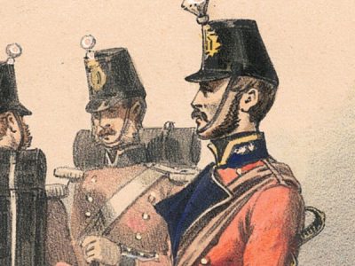 Gravure Lithographie XIX - Uniforme 1855 - Angleterre - Martinet - Armée Anglaise - Infanterie Nouvelle Tenue - Campagne de Crimée - Galerie Militaire