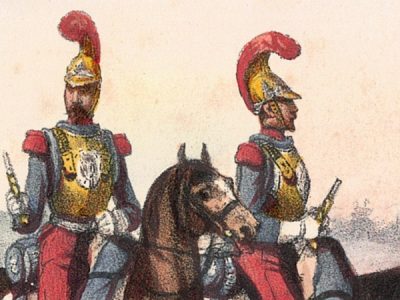 Gravure Lithographie XIX - Uniforme 1845 - France - Charpentier - Armée Française- Carabiniers -