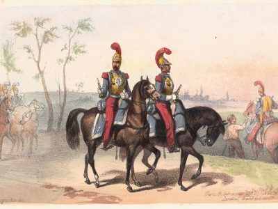 Gravure Lithographie XIX - Uniforme 1845 - France - Charpentier - Armée Française- Carabiniers -