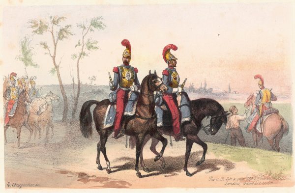 Gravure Lithographie XIX - Uniforme 1845 - France - Charpentier - Armée Française- Carabiniers -