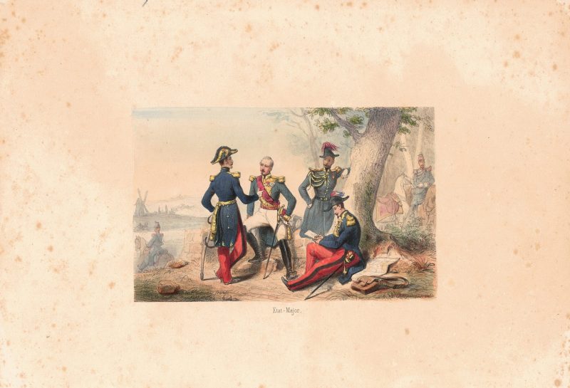 Gravure Lithographie XIX - Uniforme 1845 - France - Charpentier - Armée Française- Etat Major