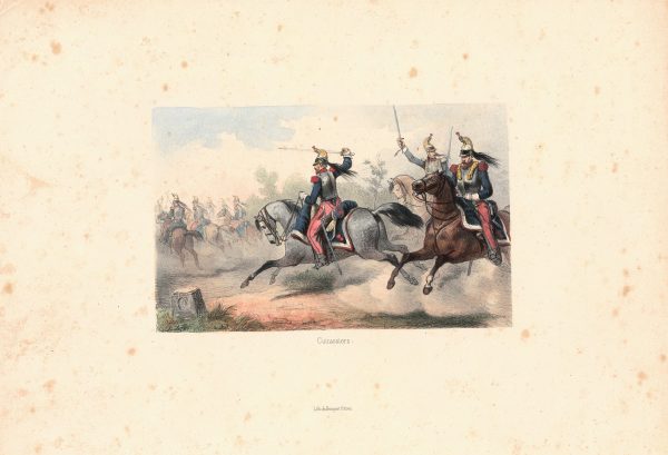 Gravure Lithographie XIX - Uniforme 1845 - France - Lix - Armée Française - Cuirassier