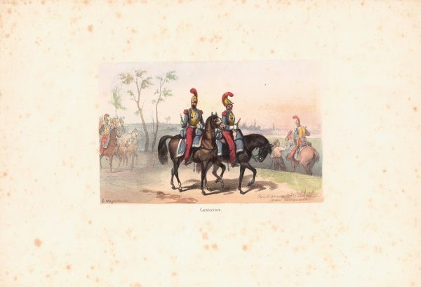 Gravure Lithographie XIX - Uniforme 1845 - France - Charpentier - Armée Française- Carabiniers -