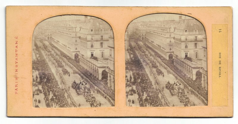 Photo Stéréoscopique - Uniforme - Second Empire - Défilé Troupes - Rue de Rivoli - Paris - Cérémonie funéraire - Enterrement