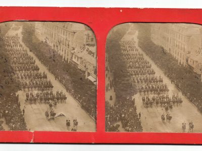 Photo Stéréoscopique - Uniforme - Troisième République - Troupe Cavalier - Cuirassiers - Défilé - Boulevard Saint Germain - Paris
