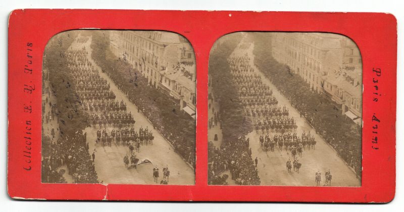 Photo Stéréoscopique - Uniforme - Troisième République - Troupe Cavalier - Cuirassiers - Défilé - Boulevard Saint Germain - Paris