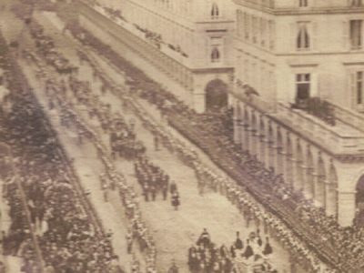 Photo Stéréoscopique - Uniforme - Second Empire - Défilé Troupes - Rue de Rivoli - Paris - Cérémonie funéraire - Enterrement
