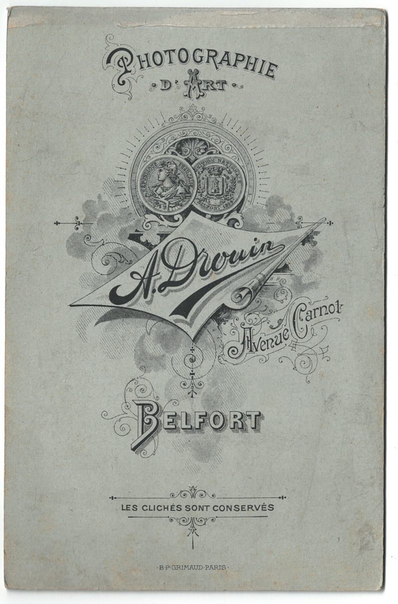 Grande CDV - Ancienne Photographie - 3eme République - Patriotisme - France - Revanche - Belfort - A.Drouin - Drapeau Français - Guerre 14/18