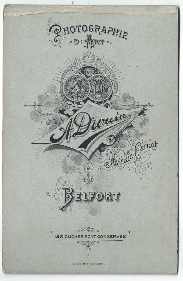 Grande CDV - Ancienne Photographie - 3eme République - Patriotisme - France - Revanche - Belfort - A.Drouin - Drapeau Français - Guerre 14/18