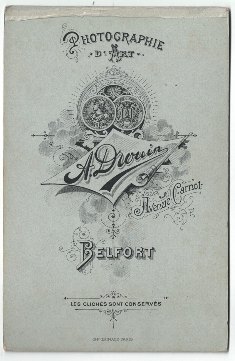 Grande CDV - Ancienne Photographie - 3eme République - Patriotisme - France - Revanche - Belfort - A.Drouin - Drapeau Français - Guerre 14/18