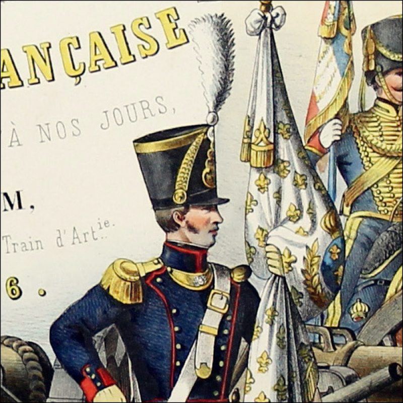 Gravure Lithographie XIX - Soldat - De Moltzheim Auguste - Uniforme - France - Artillerie - Armée Française - Historique