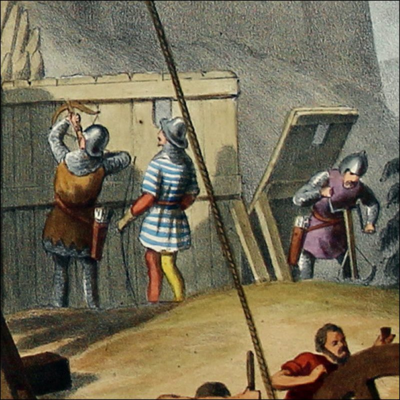 Gravure Lithographie XIX - Soldat - De Moltzheim Auguste - Uniforme - France - Artillerie - Armée Française - Historique - Moyen Age