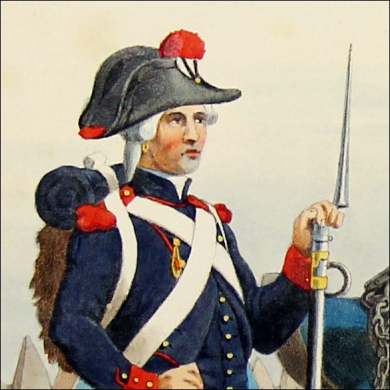 Gravure Lithographie XIX - Soldat - De Moltzheim Auguste - Uniforme - France - Artillerie - Armée Française - Historique - Artillerie Louis XVI - Corps Royal de l'artillerie 1786
