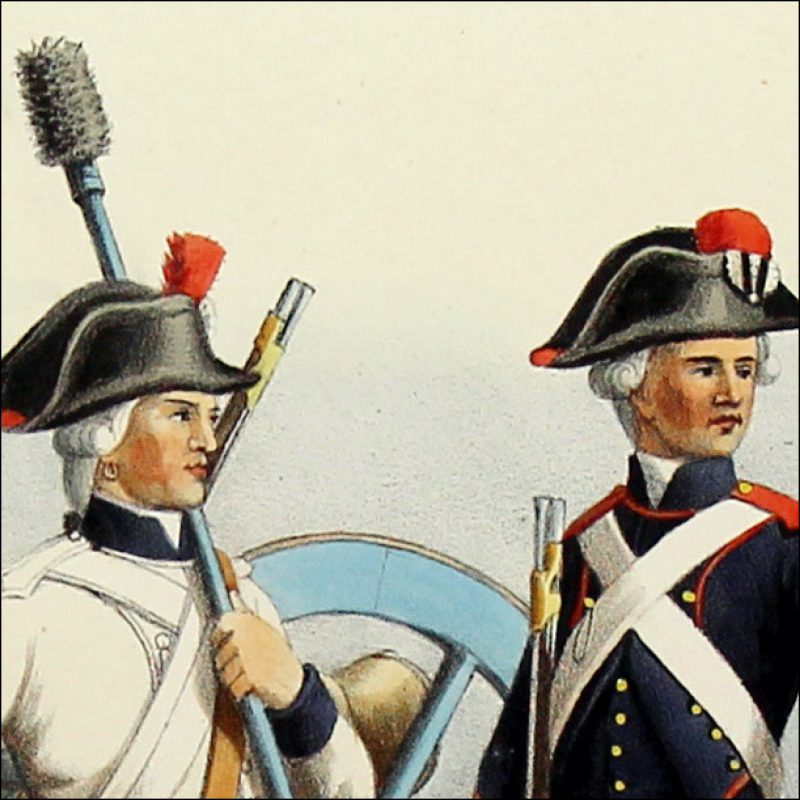 Gravure Lithographie XIX - Soldat - De Moltzheim Auguste - Uniforme - France - Artillerie - Armée Française - Historique - Artillerie Louis XVI - Corps Royal de l'artillerie 1786