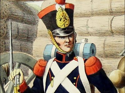 Gravure Lithographie XIX - Soldat - De Moltzheim Auguste - Uniforme - France - Artillerie - Armée Française - Historique - Restauration - Artillerie à Pied - 1820 à 1829