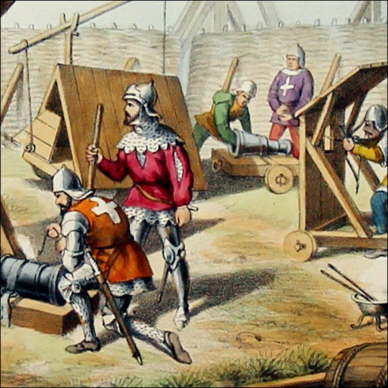 Gravure Lithographie XIX - Soldat - De Moltzheim Auguste - Uniforme - France - Artillerie - Armée Française - Historique - Guerre de Siège - XIV et XV siécle