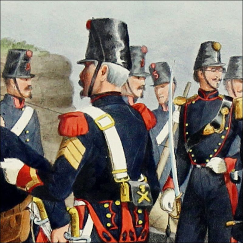 Gravure Lithographie XIX - Soldat - De Moltzheim Auguste - Uniforme - France - Artillerie - Armée Française - Historique - Second Empire - Artillerie à Pied