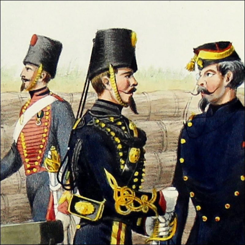 Gravure Lithographie XIX - Soldat - De Moltzheim Auguste - Uniforme - France - Artillerie - Armée Française - Historique - Second Empire - Artillerie à Pied - Garde Impériale 1855
