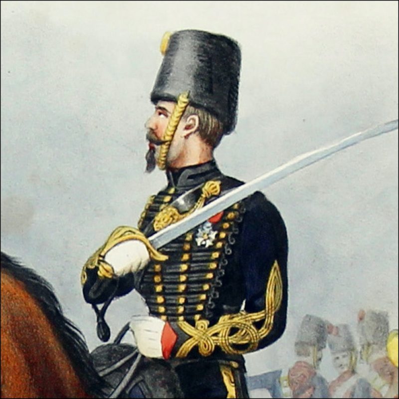 Gravure Lithographie XIX - Soldat - De Moltzheim Auguste - Uniforme - France - Artillerie - Armée Française - Historique - Second Empire - Artillerie à Cheval - Garde Impériale 1855