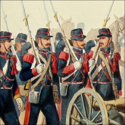 Gravure Lithographie XIX - Soldat - De Moltzheim Auguste - Uniforme - France - Artillerie - Armée Française - Historique - Second Empire - Artillerie de montagne - 1860