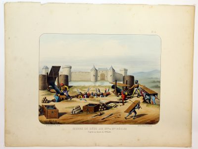 Gravure Lithographie XIX - Soldat - De Moltzheim Auguste - Uniforme - France - Artillerie - Armée Française - Historique - Guerre de Siège - XIV et XV siécle